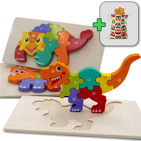 Pack 3 Puzzles madera 3d para niños 2-4 años