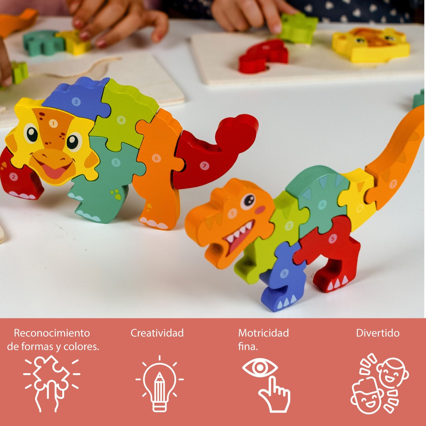 Pack 3 Puzzles madera 3d para niños 2-4 años