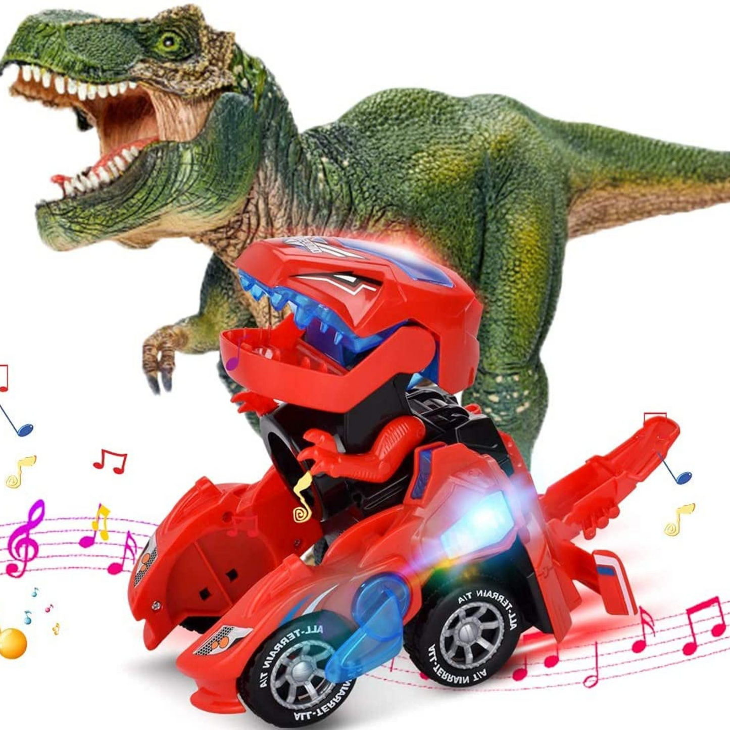 Dino Transformer - Con Luz Led y Música - Para niños y niñas 2 años en adelante