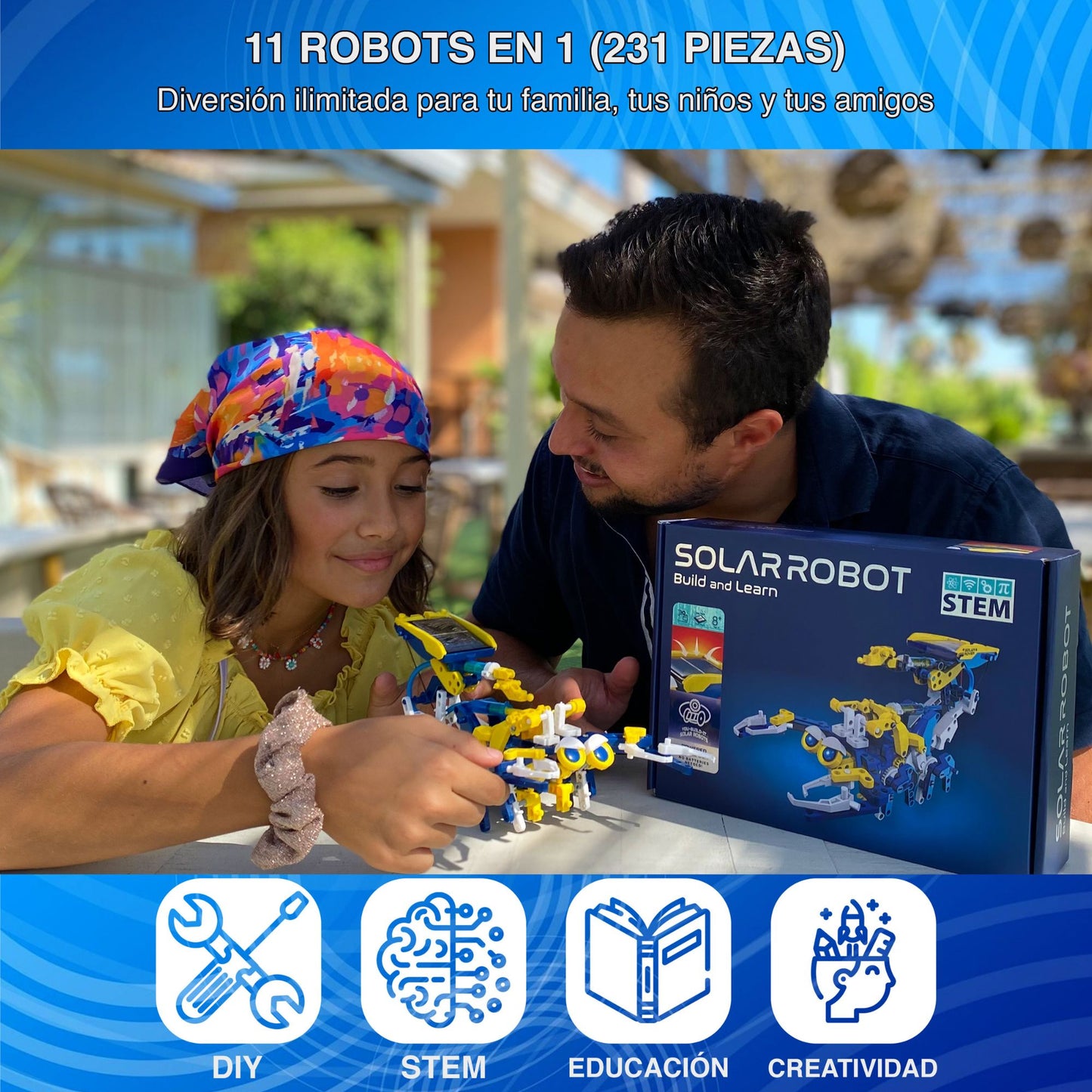 Robot solar de construcción 11 en 1 (231 piezas) para niños - JUEGOS STEM - 10 años en adelante