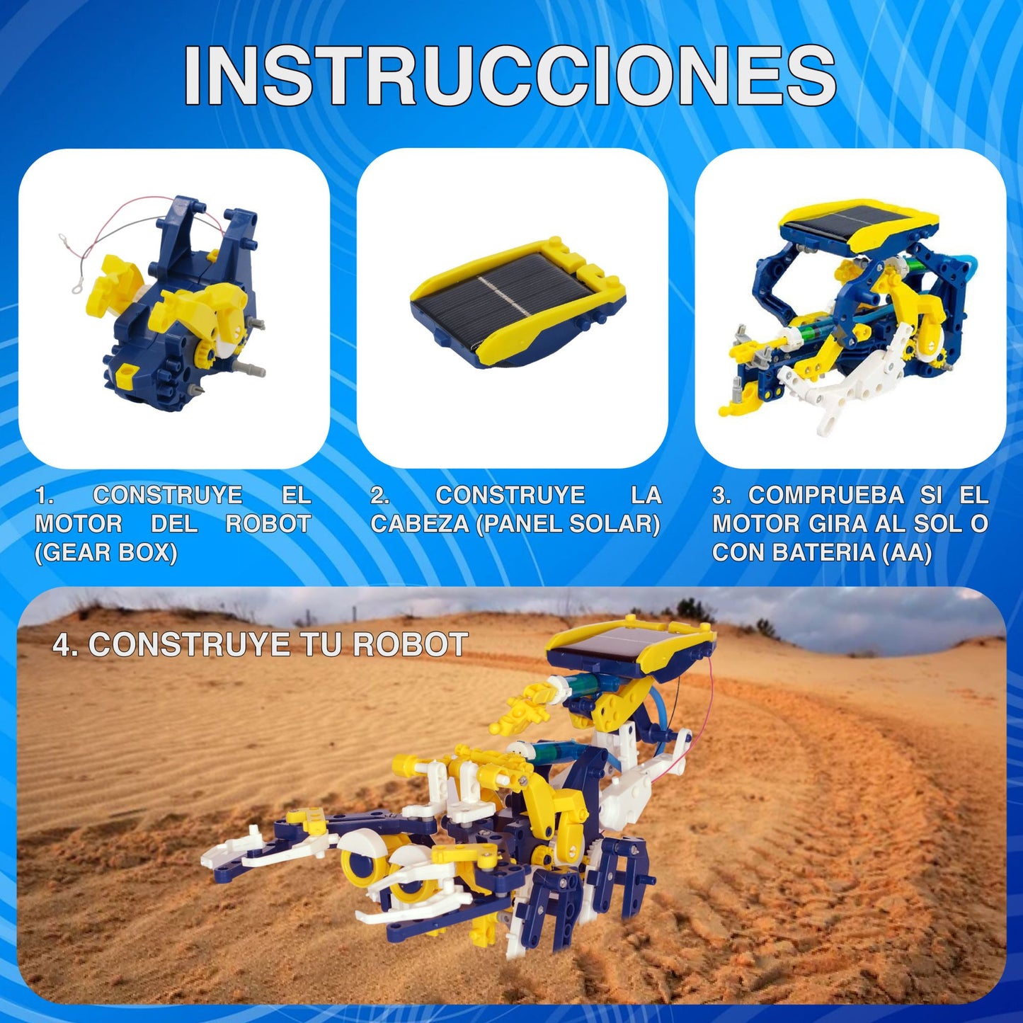 Robot solar de construcción 11 en 1 (231 piezas) para niños - JUEGOS STEM - 10 años en adelante