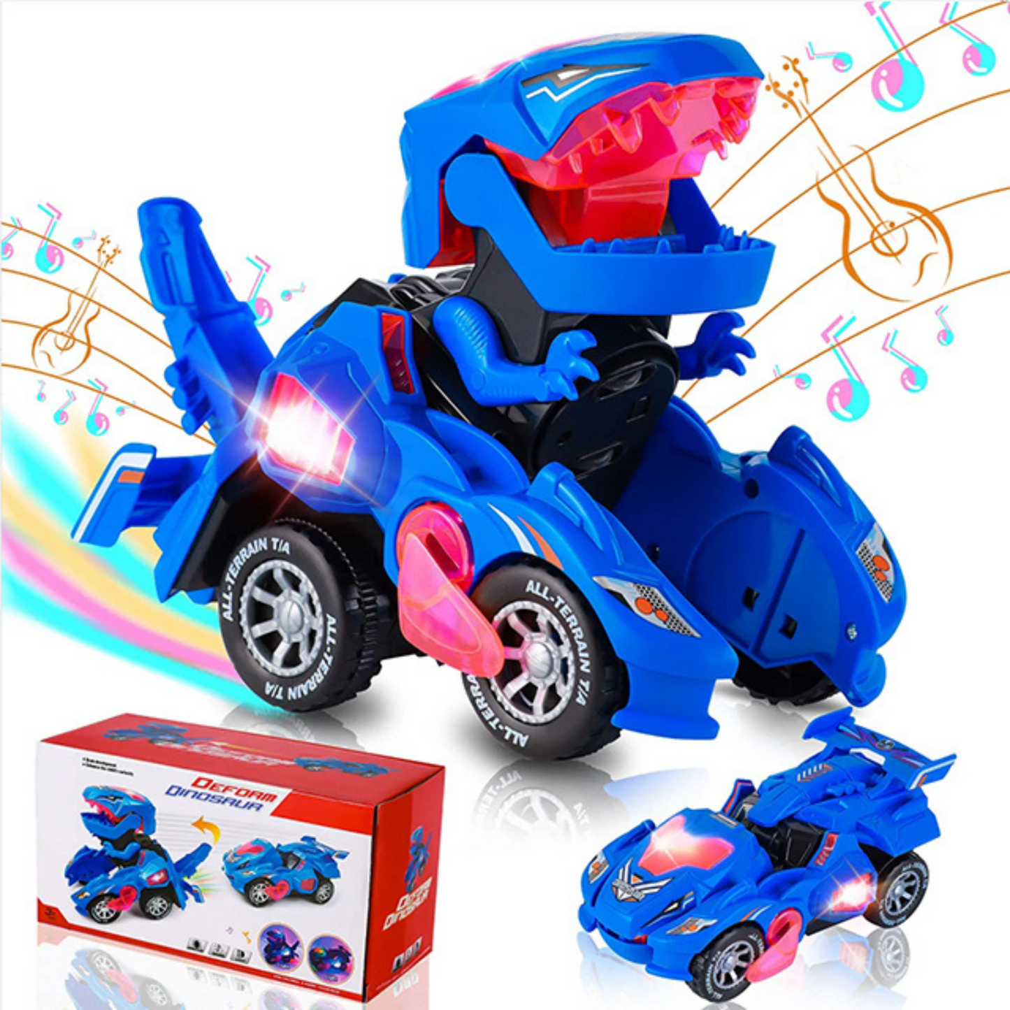 Dino Transformer - Con Luz Led y Música - Para niños y niñas 2 años en adelante