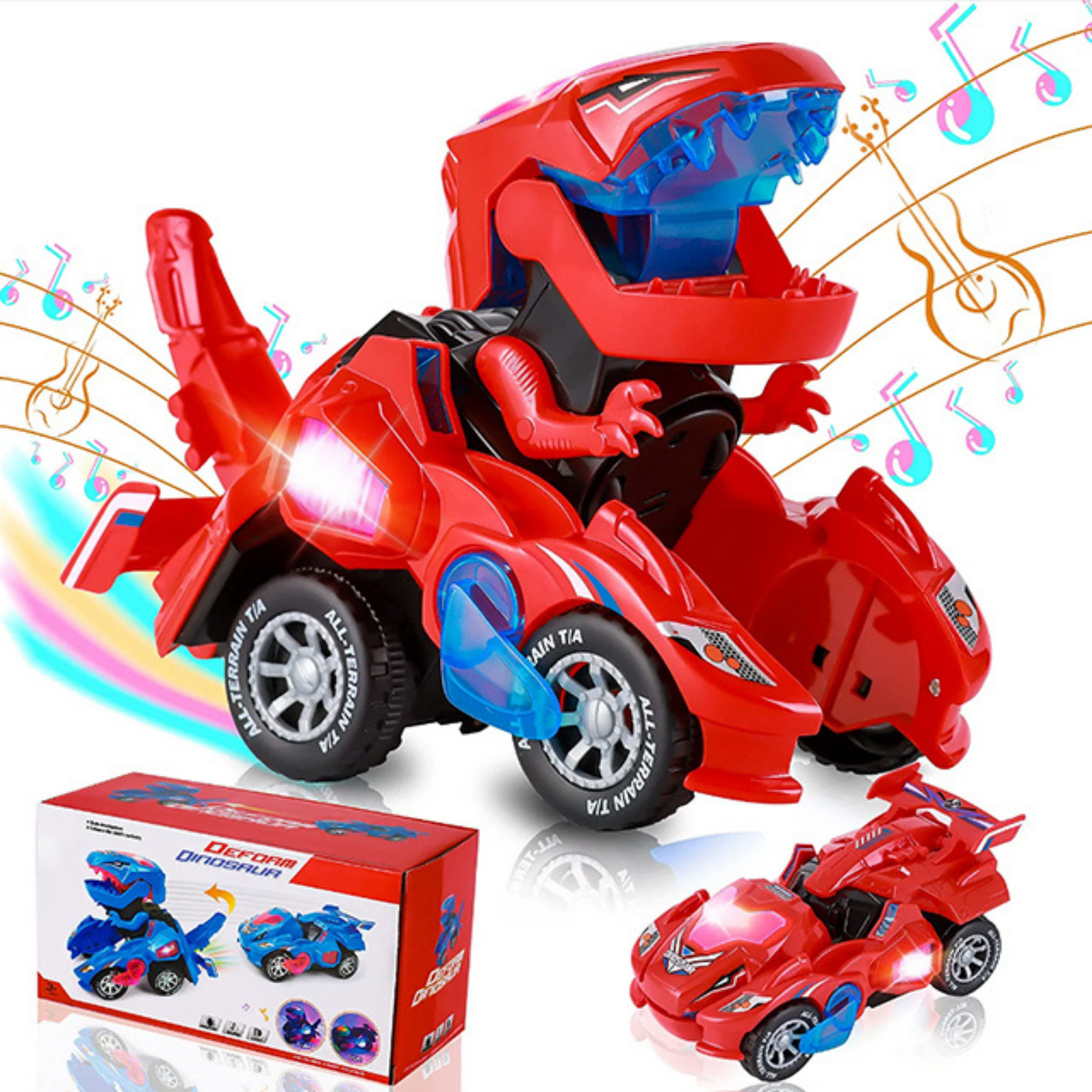 Dino Transformer - Con Luz Led y Música - Para niños y niñas 2 años en adelante