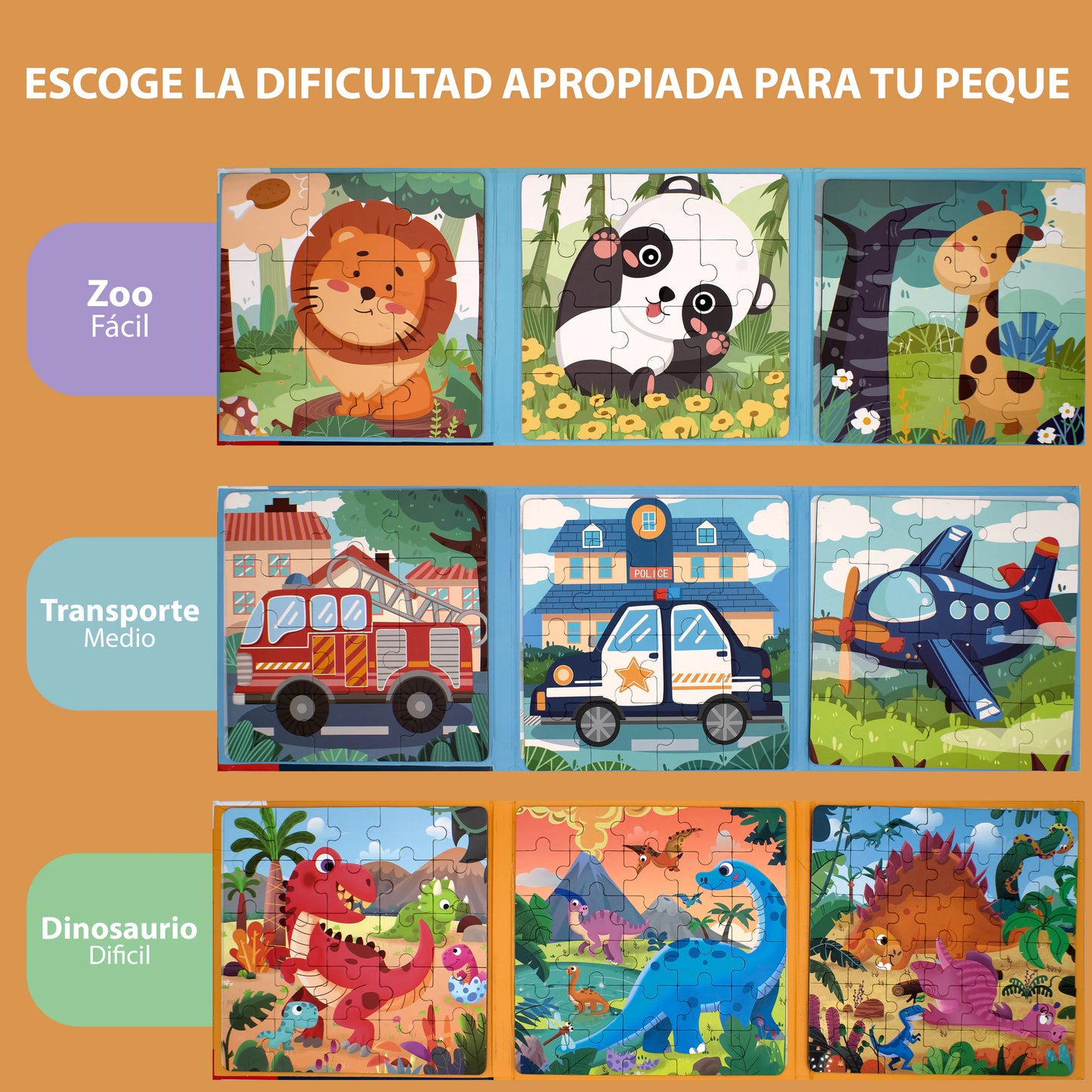 Puzzle Magnético 3 en 1 - Juguetes Montessori a partir de 3 años